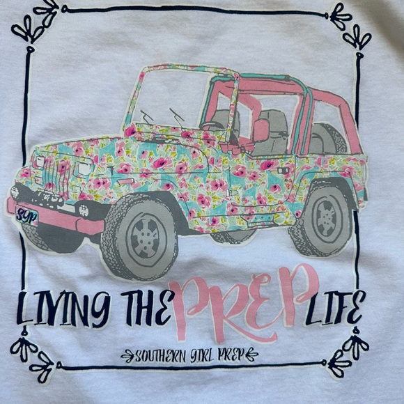 Southern Girl Prep White Long Sleeve Jeep Graphic Tee Medium NWT - Picture 8 of 8